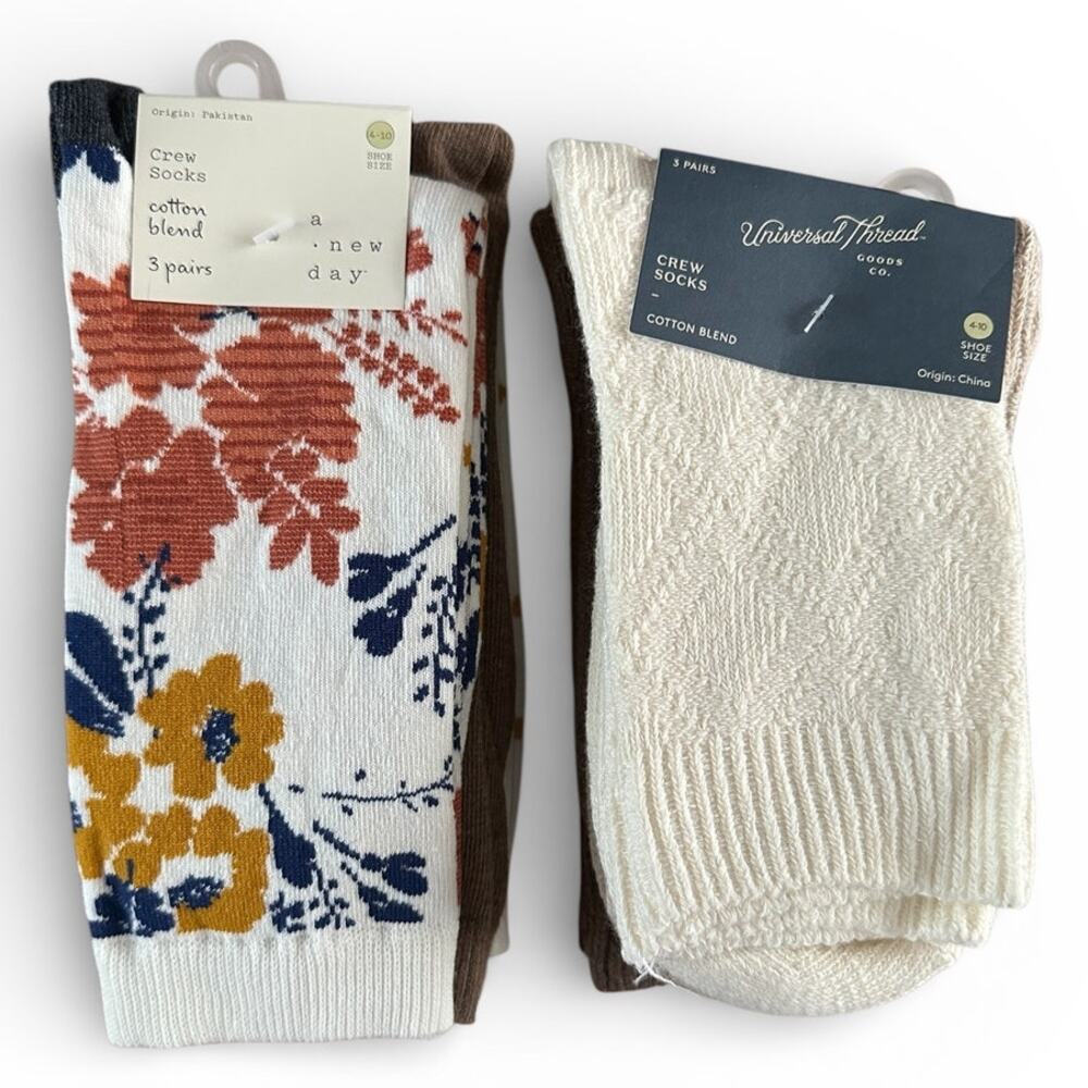 Target Crew Sock Bundle A New Day Universal Thread‎ 6 Pairs NWT